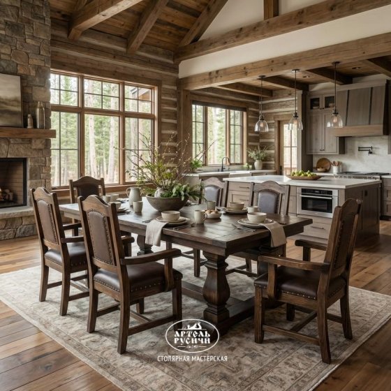 Обеденный стол из массива северной сосны «Купеческий»