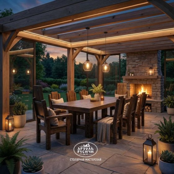 Комплект под старину «Суздальский» с индивидуальной резьбой на 10+ персон