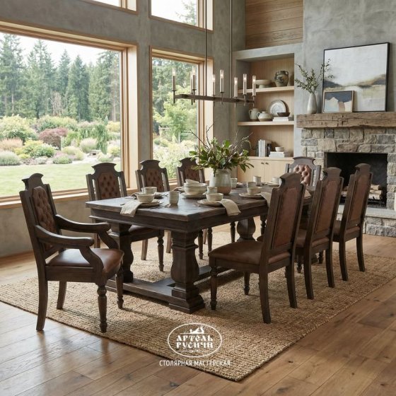 Обеденная группа из массива северной сосны «Купеческая»
