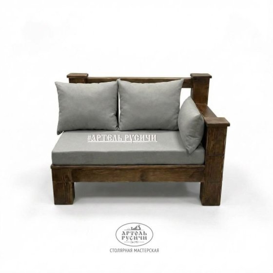 Угловой элемент дивана из массива сосны с подушками правый/левый 