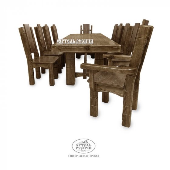 Комплект мебели под старину «Суздальский - особый» | стол, 2 кресла, 8 стульев