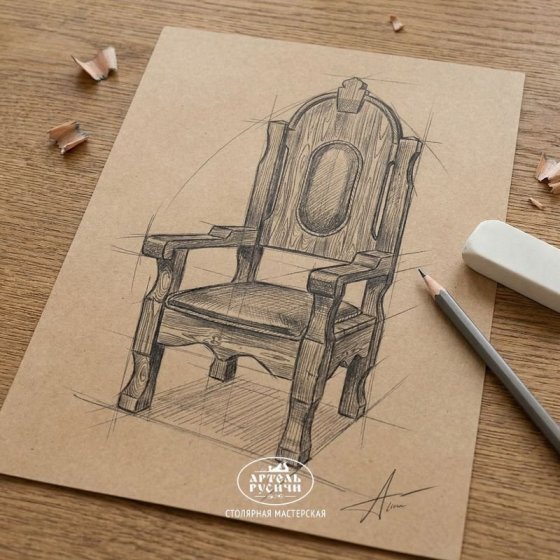 Трон с обивкой из массива дерева под старину «Белгородский» 