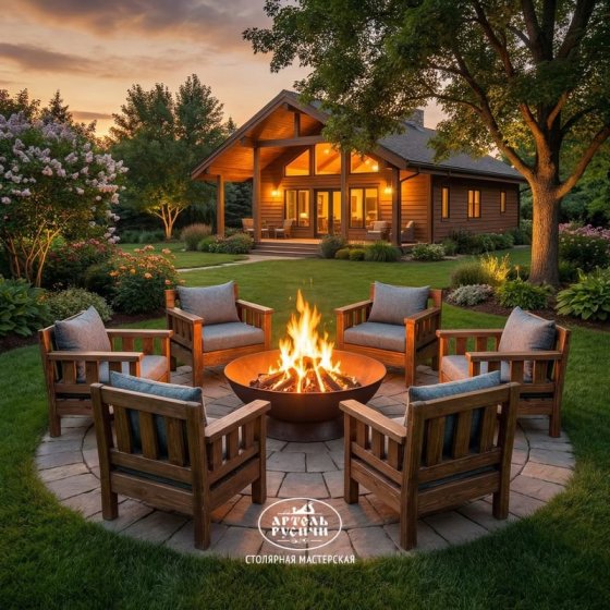 Кресло из массива сосны с мягкими подушками «Ладожское»