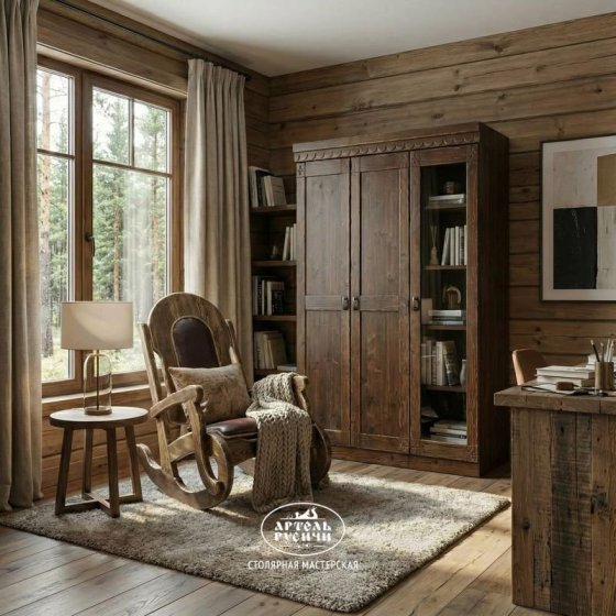 Шкаф с пеналом под старину из массива дерева «Суздальский» 