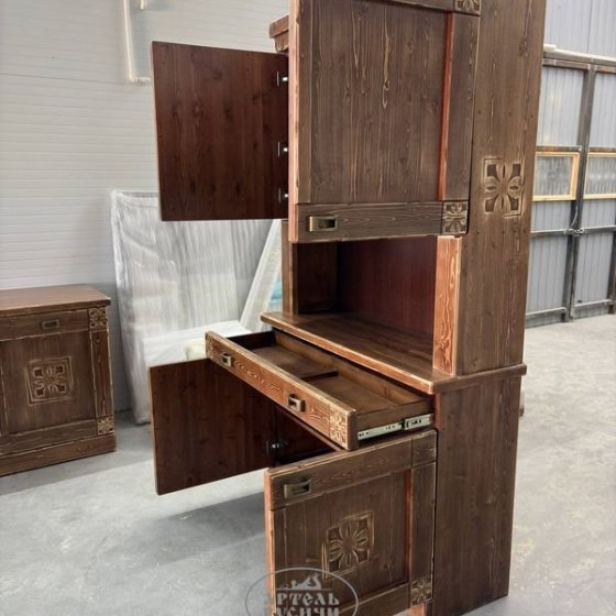 Деревянный буфет под старину в русском стиле «Суздальский»