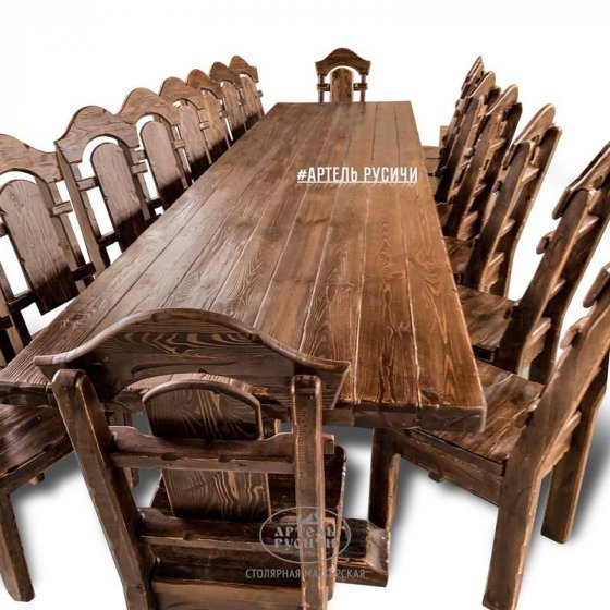 Обеденная группа под старину на 18 персон «Белгородская» | стол 4 м