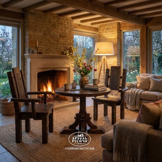 Кресло из массива дерева под старину «Суздальское»