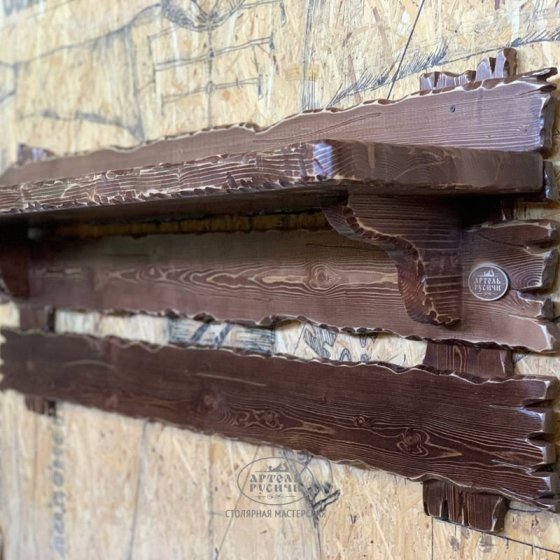 Деревянная полка под старину из массива северной сосны увеличенная