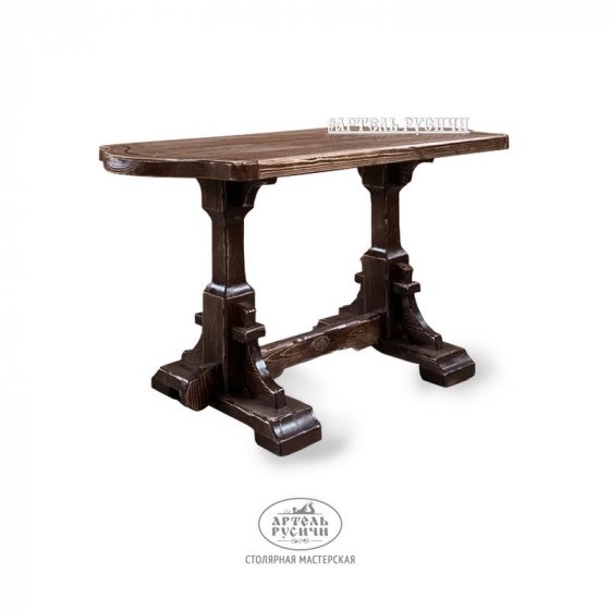 Деревянный стол под старину на колесиках «Смоленский»