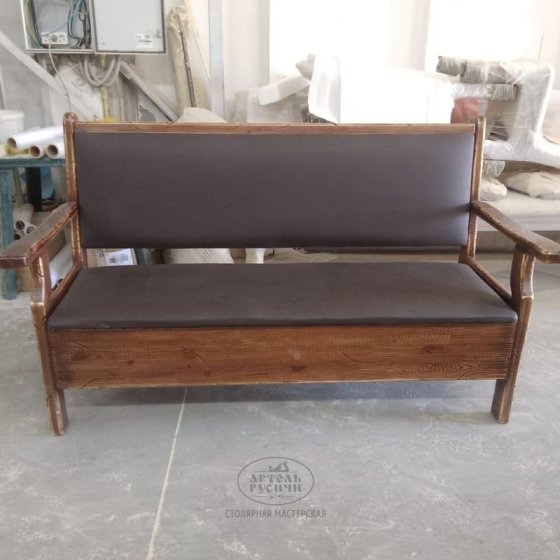 Мягкий диван-скамья из массива сосны с местом для хранения «Прованс»