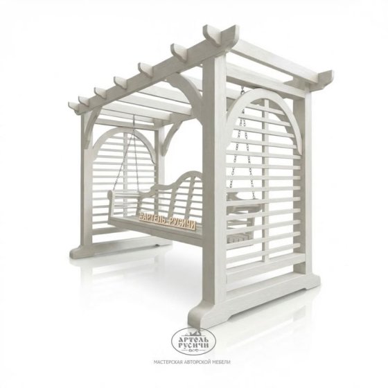 Качели из массива дерева с перголой «Английский сад»