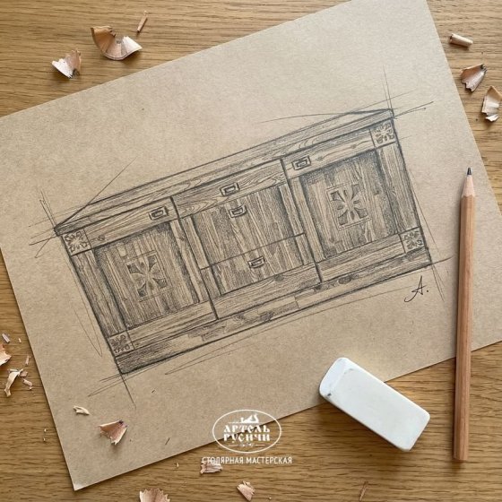 Деревянный комод под старину из массива «Суздальский»