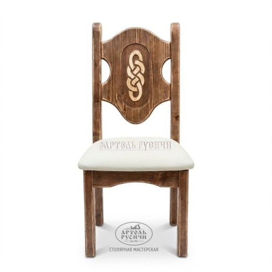 Стул «Смоленский» из массива дерева с резьбой и мягкой обивкой