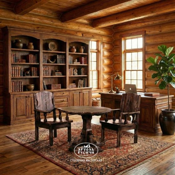 Комплект мебели под старину на 2 персоны «Псковский» | стол, 2 кресла