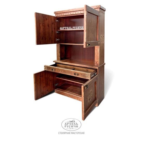 Деревянный буфет под старину в русском стиле «Суздальский»