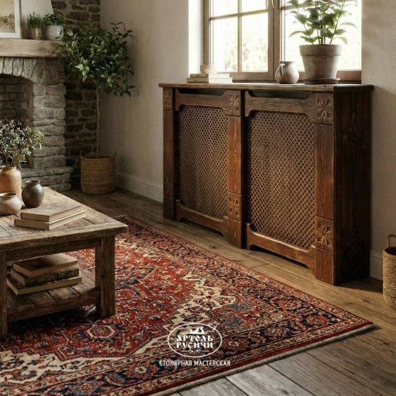 Деревянный экран на батарею под старину «Суздальский» 