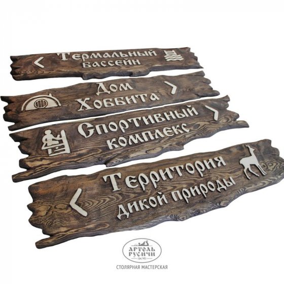 Деревянные таблички и указатели под старину из массива сосны