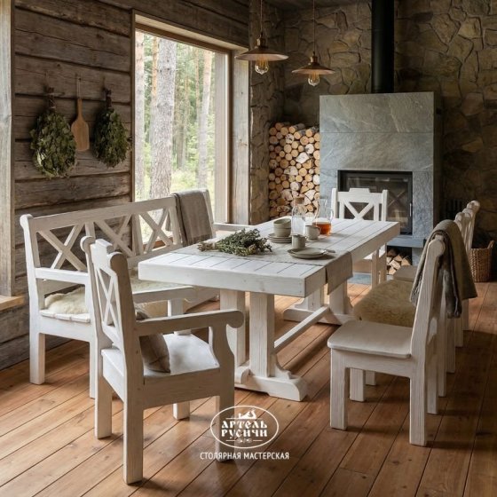 Комплект мебели «Прованс» из массива натурального дерева