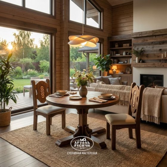 Стул «Смоленский» из массива дерева с резьбой и мягкой обивкой