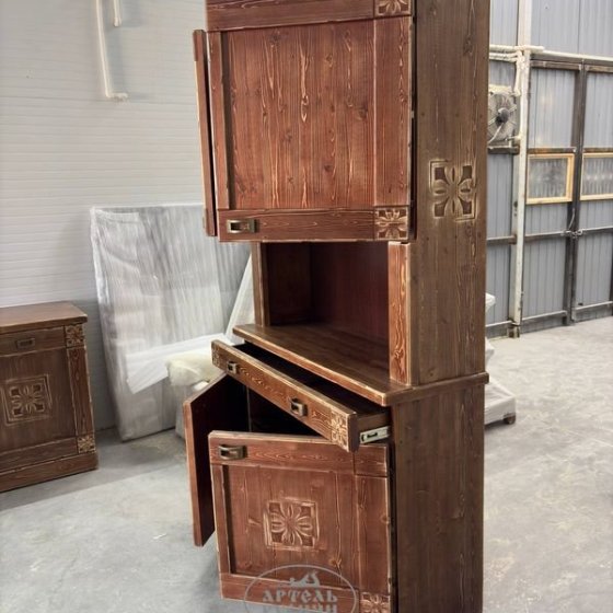 Деревянный буфет под старину в русском стиле «Суздальский»