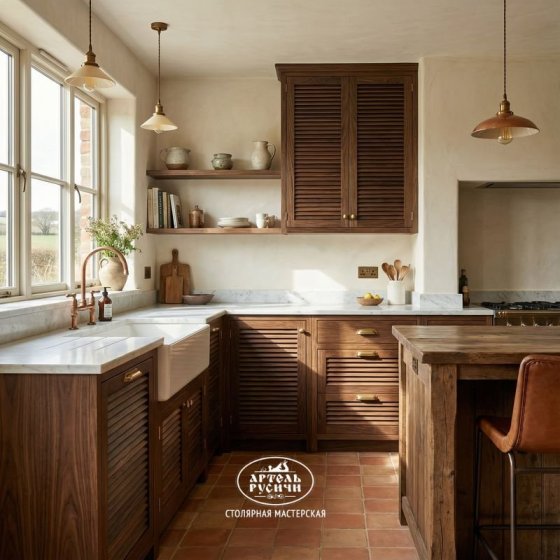 Фасад из массива сосны для кухни и шкафов в стиле кантри-рустик