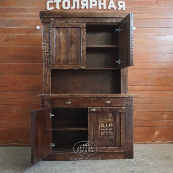Деревянный буфет под старину в русском стиле «Суздальский»