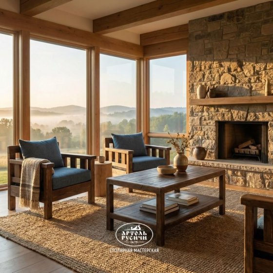 Журнальный столик из массива дерева для гостиной