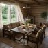 Комплект мебели из массива северной сосны в стиле кантри для бани и террасы