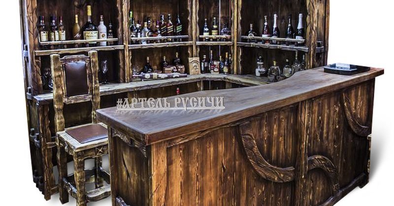 Барные стойки под старину из дерева купить в Артели Русичи