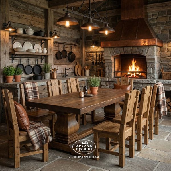 Характеристики массивный деревянный стол под старину «Георгиевский» 