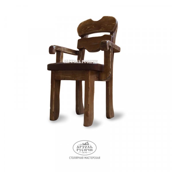 Характеристики Деревянное кресло под старину с мягким сиденьем «Ямщик»
