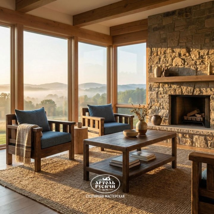 Характеристики Журнальный столик из массива дерева для гостиной