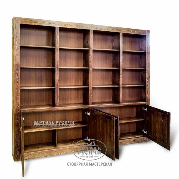 Характеристики Книжный шкаф под старину из массива дерева | «Смоленский»