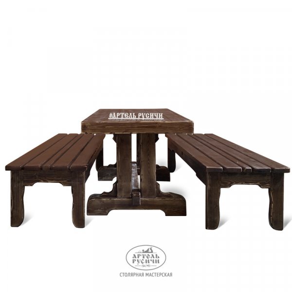 Характеристики Комплект мебели под старину для бани «Ладожский» | стол и 2 скамьи