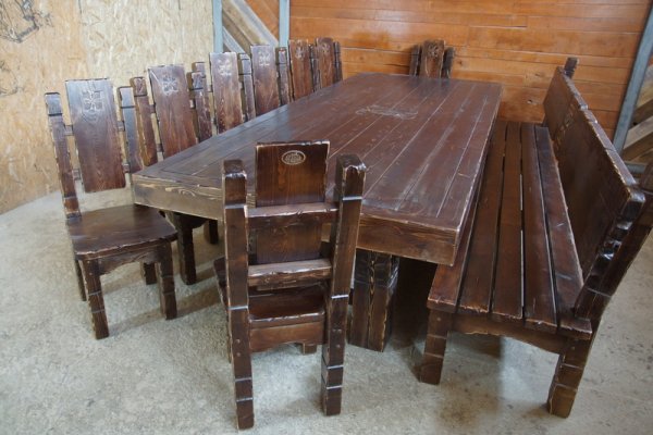 Характеристики Комплект мебели под старину из массива «Суздальский»|13 – 14 персон