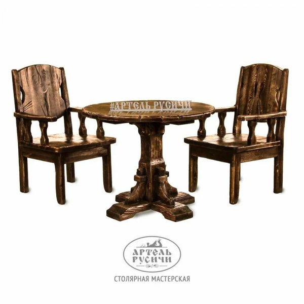Характеристики Комплект мебели под старину на 2 персоны «Псковский» | стол, 2 кресла
