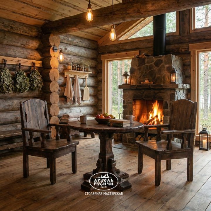 Характеристики Комплект мебели под старину на 2 персоны «Псковский» | стол, 2 кресла