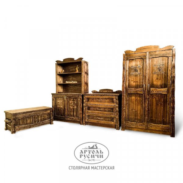 Характеристики Комплект мебели под старину «Смоленский» | комод, буфет, шкаф, сундук