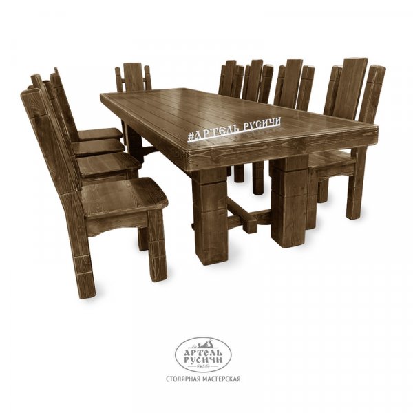 Характеристики Комплект мебели под старину «Суздальский - особый» | стол, 2 кресла, 6 стульев