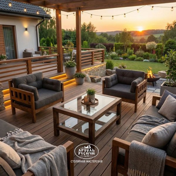 Характеристики Кресло из массива дерева с мягкими подушками «Русский лофт» 