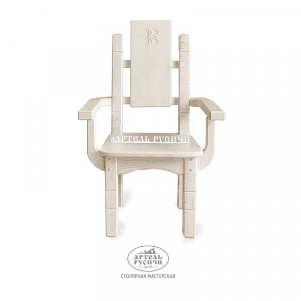 Характеристики Кресло под старину из массива в винтажном белом цвете «Суздальское»