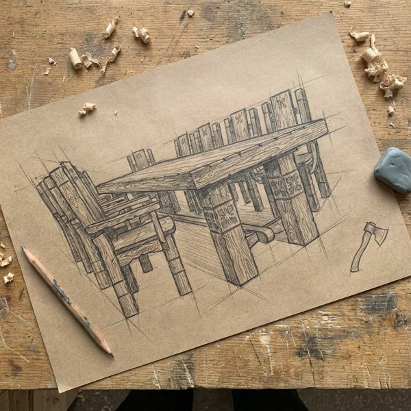 Характеристики Мебель под старину для беседки на 12 персон | стол 3 м и кресла с подлокотниками «Суздальский»