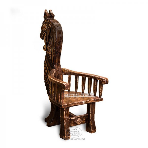 Характеристики Трон-кресло «Драккар» — носовая часть корабля викингов — голова дракона