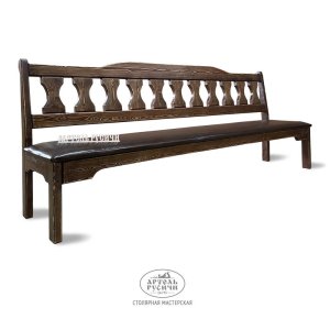 Скамья «Смоленская» из массива сосны с мягким сиденьем