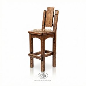 Высокий барный стул «Суздальский» из массива сосны