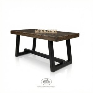 Деревянный стол в стиле лофт с металлическим подстольем