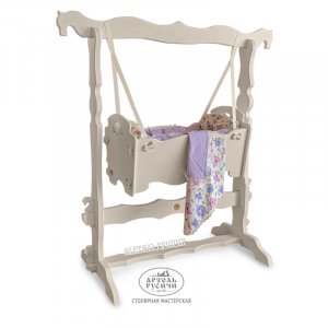 Деревянная люлька – колыбель LuxusBaby в белом винтажном цвете