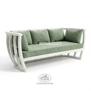 Диван из массива дерева с мягкими подушками «Бали-стайл»