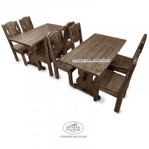 Комплект мебели под старину для кафе из массива дерева «Новгородский»