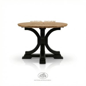 Круглый обеденный стол «Купеческий» с дубовой столешницей и подстольем из массива сосны